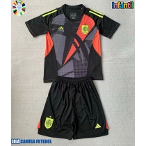 Camisa de Futebol Espanha Goleiro Equipamento Secundário Infantil Europeu 2024 Manga Curta (+ Calças curtas)